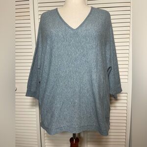 J. Jill Sweater Top Women's Blue Gray Blue Dolman Sleeve V-Neck Knit Size XL